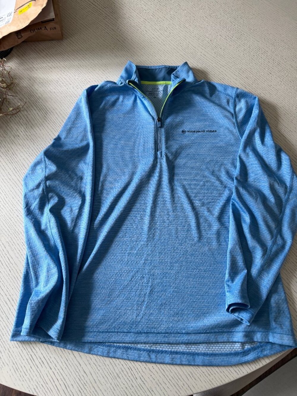 Vineyard Vines Performance Quarter Zip Pullover Light Blue Heather Men's XL